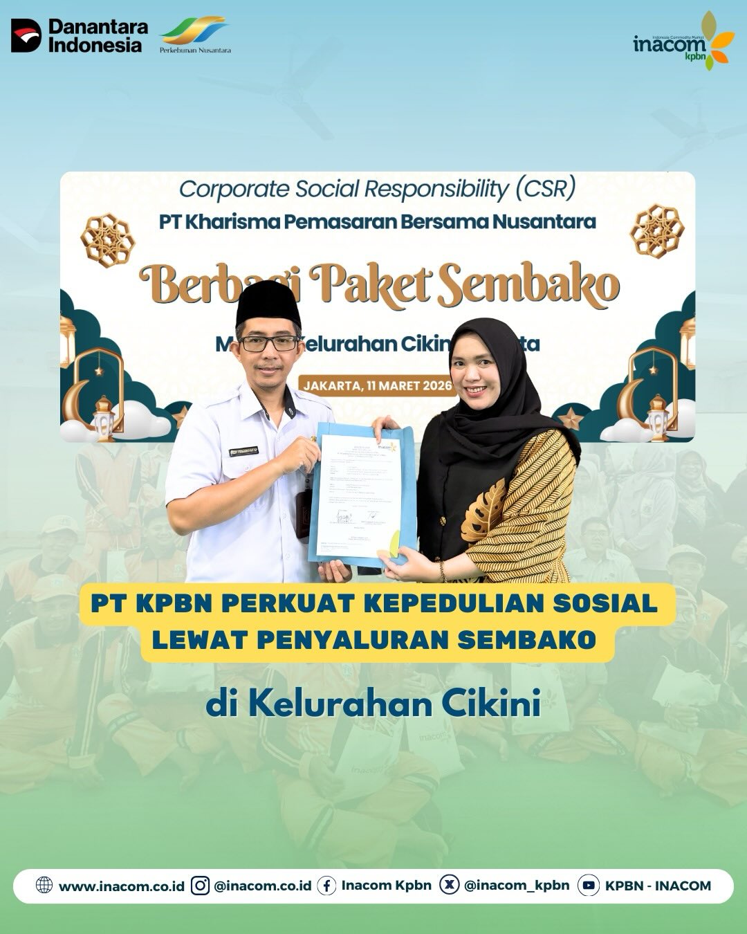 PTN KPBN PERKUAT KEPEDULIAN SOSIAL LEWAT PENYALURAN SEMBAKO DI KELURAHAN CIKINI