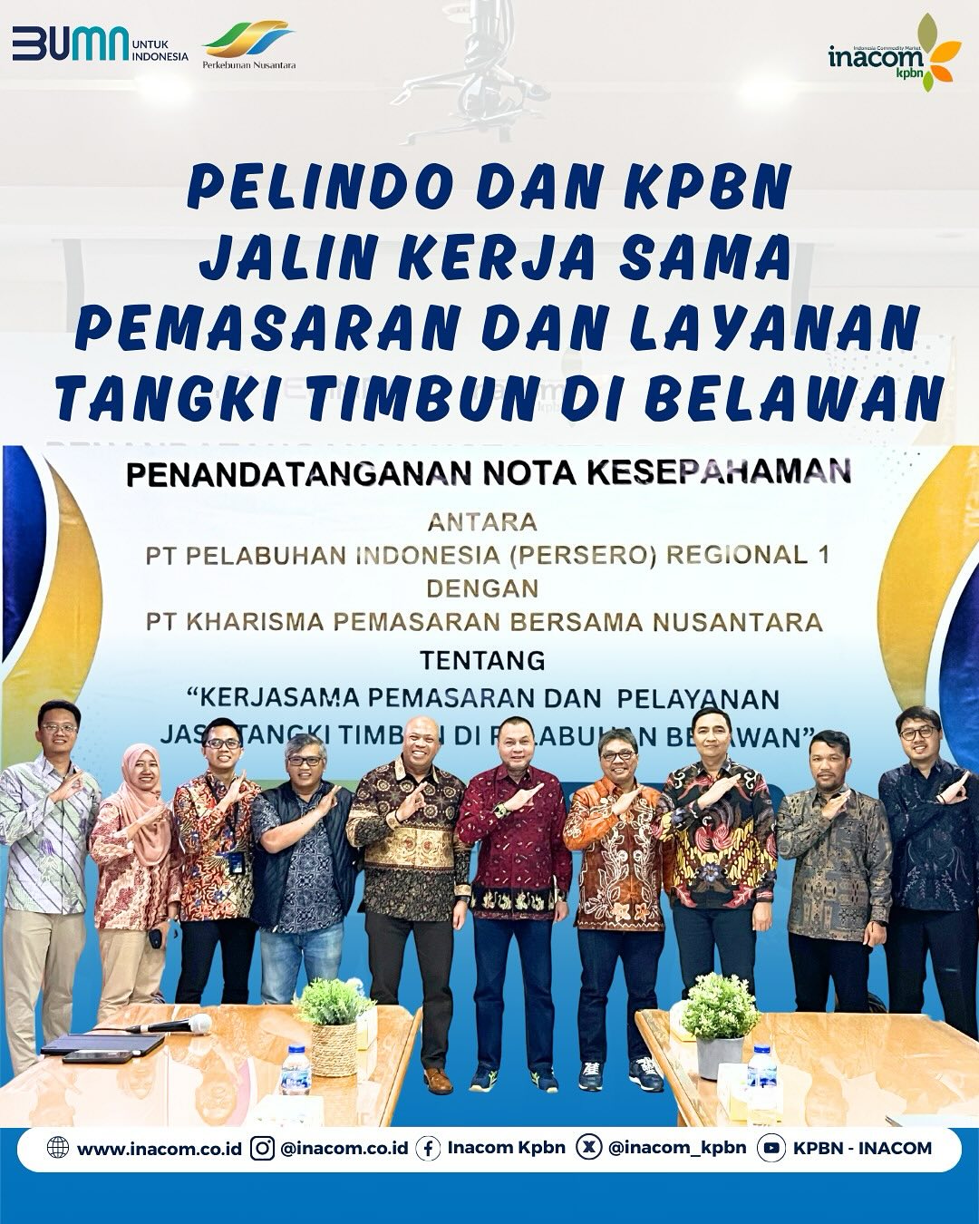 Here's the translation of `Pelindo Dan KPBN Jalin Kerja Sama Pemasaran Dan Layanan Tangki Timbun Di Belawan` into English:<br />
<br />
<br />
