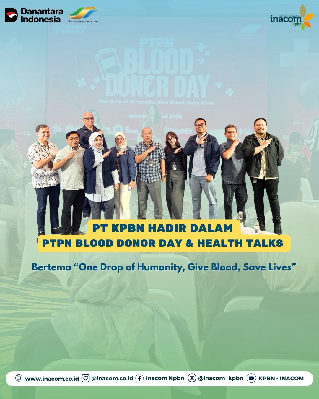 PT KPBN Hadir Dalam PTPN Blood Donor Day and Health Talks Bertema ''One Drop of Humanity, Give Blood, Save Lives''
